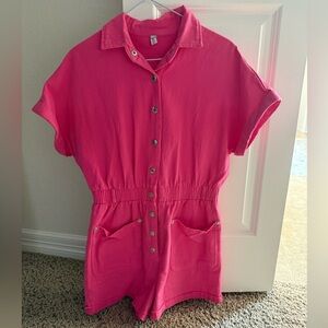 Women’s Pink Denim Romper